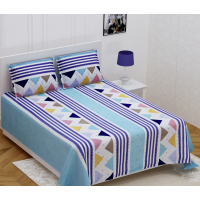 140 TC Glace Cotton Double Bed Abstract Geometric Design Bedsheet (90 In x 100 In) with 2 pillow cover