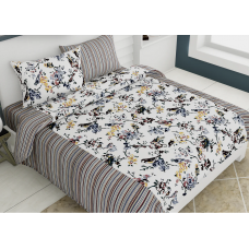 Pure Cotton Floral And Bird Printed Designer Double Bed Bedsheet With 2 Pillow Covers