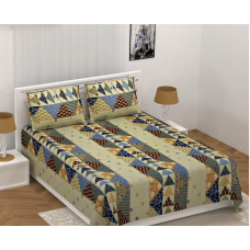 Cotton Kantha Patchwork Printed Designer Double Bed King Size Bedsheet With 2 Pillow Covers