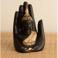 Black and Golden Handcrafted Palm Buddha Statue