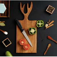 Brown Rectangle Wooden Chopping Board With Unique Handle