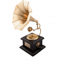 Black and Golden Brass Antique Gramophone musical instrument Decorative Showpiece