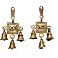 Brown Brass Shubh Labh Hanging Bells Set