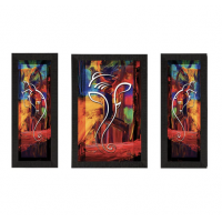 Set of 3 Lord Ganesha Satin Matt Texture UV Art Painting