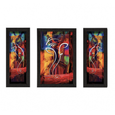 Set of 3 Lord Ganesha Satin Matt Texture UV Art Painting